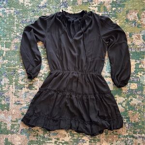 Black Long Sleeve Ruffle Dress